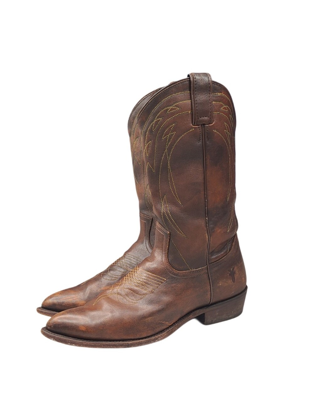Frye Womens Billy Pull-On Western Boots Walnut Brown Leather Cowboy Sz 11 B
